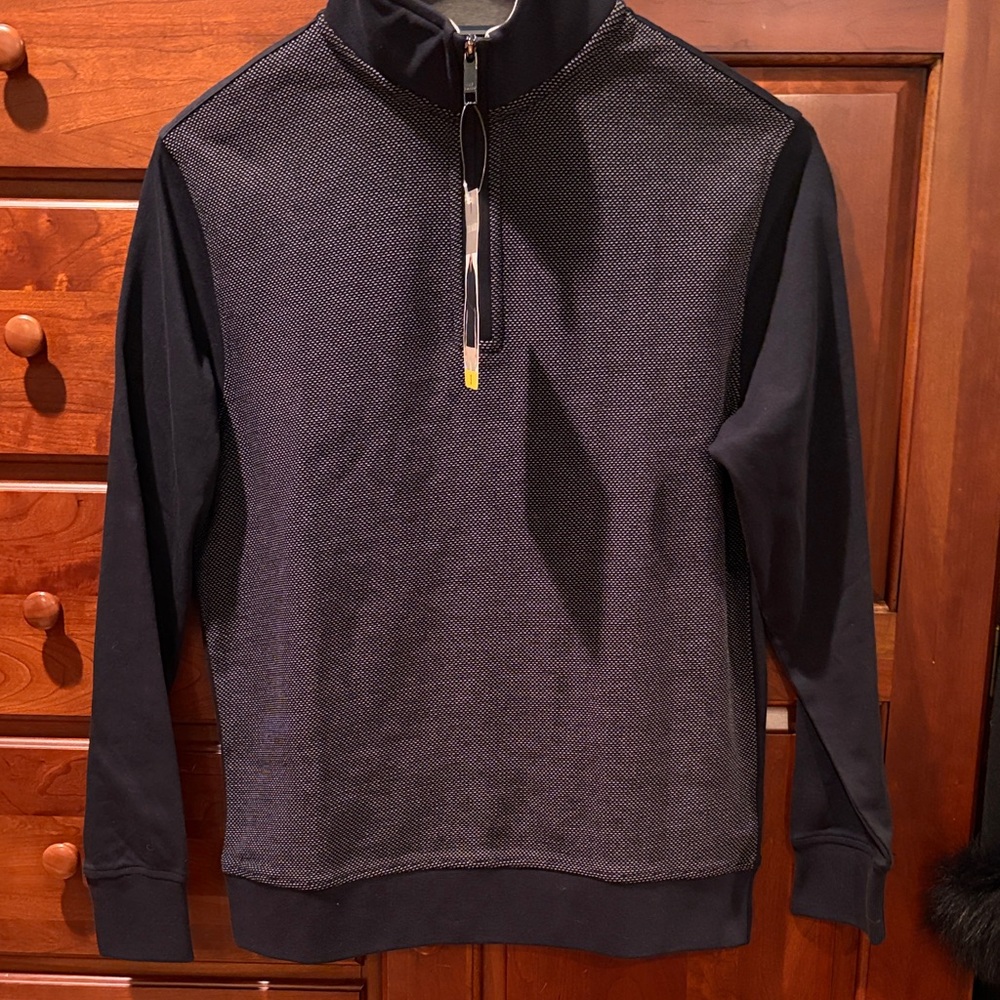 Ted Baker Navy and Gray Zip Up Sweater